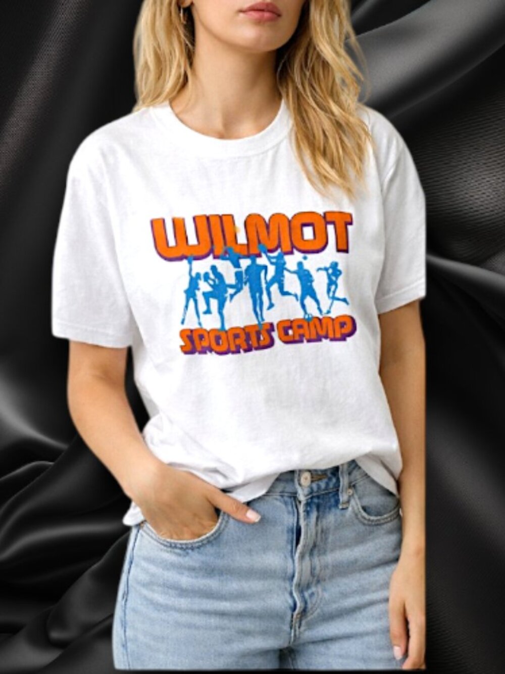 Youth Medium Graphic T-Shirt Wilmot Sports Camp White Heavy Cotton Tee